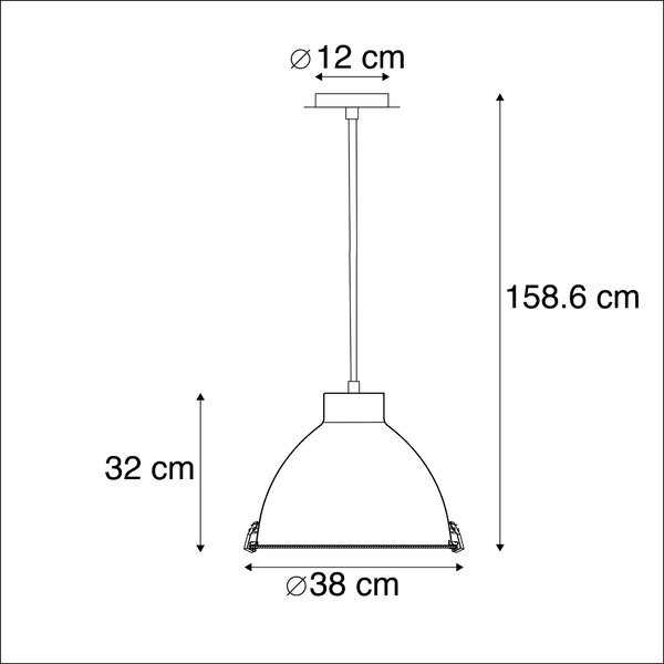 Industrijska viseća svjetiljka od aluminija 38 cm s mogućnošću prigušivanja - Anteros