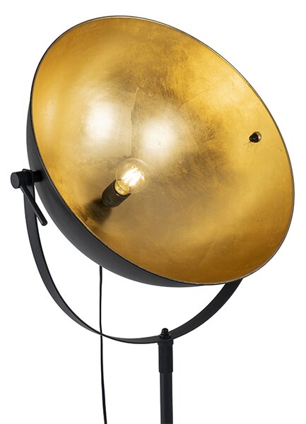 Industrijska podna lampa crna 50 cm sa zlatnom podesivom - Magnax