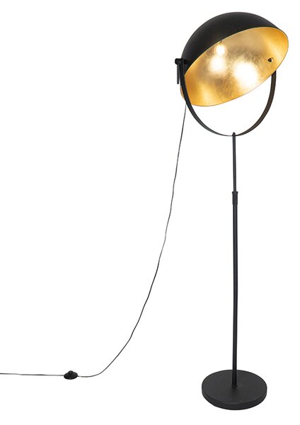 Industrijska podna lampa crna 50 cm sa zlatnom podesivom - Magnax