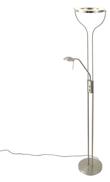 Moderna podna lampa od čelika s rukom za čitanje, uključujući LED i prigušivač - Divo