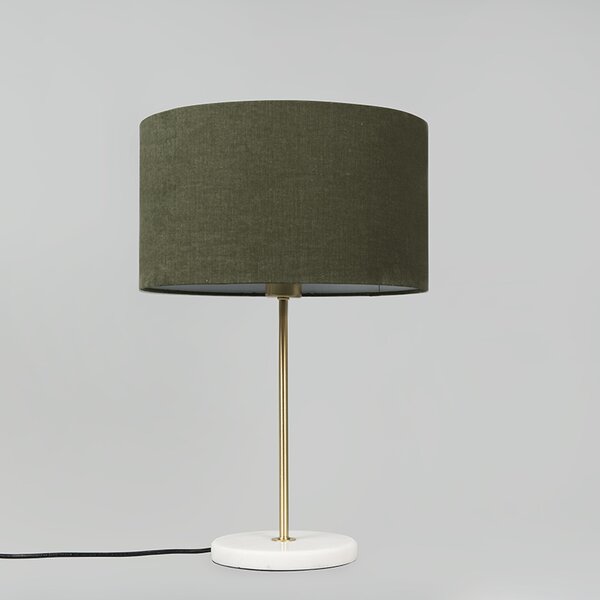 Stolna svjetiljka od mesinga sa zelenom sjenilom 35 cm - Kaso
