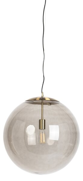 Moderna viseća svjetiljka mesing s dimnim staklom 50 cm - Ball