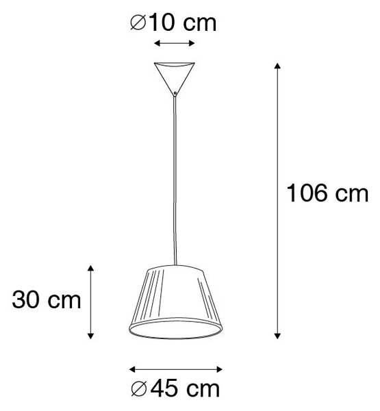 Retro viseća svjetiljka krem 45 cm - Plisse