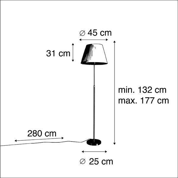 Podna lampa brončana s nabranim sjenilom krem boje 45 cm podesive visine - Parte