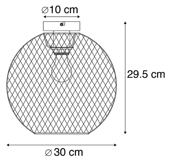 Moderna stropna svjetiljka crna 30 cm - Mesh Ball