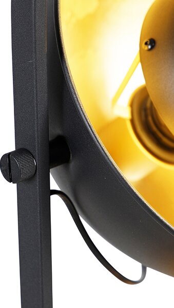 Industrijska podna lampa crna sa zlatom 3-svjetla - Magnax