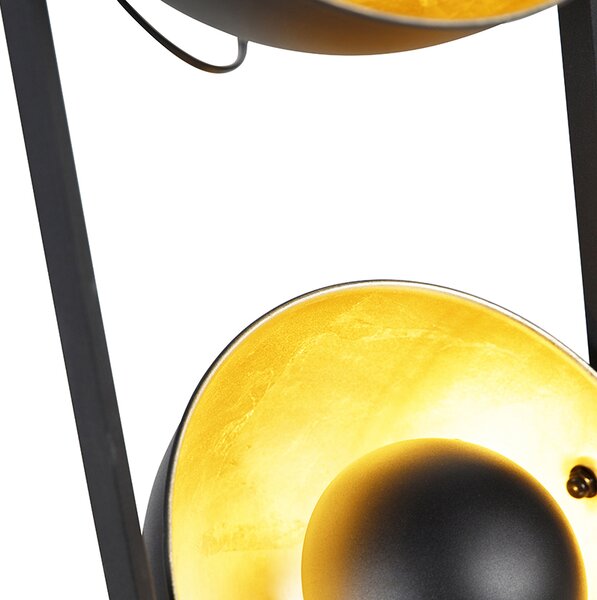 Industrijska podna lampa crna sa zlatom 3-svjetla - Magnax