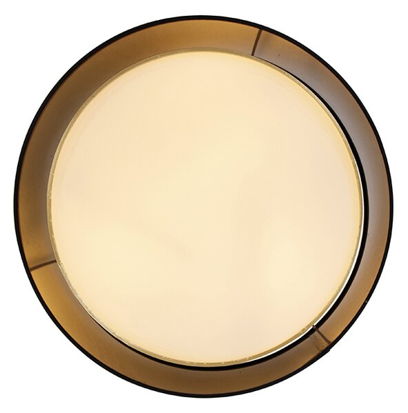Moderna stropna svjetiljka crna sa zlatom 50 cm 3-svjetla - Drum Duo
