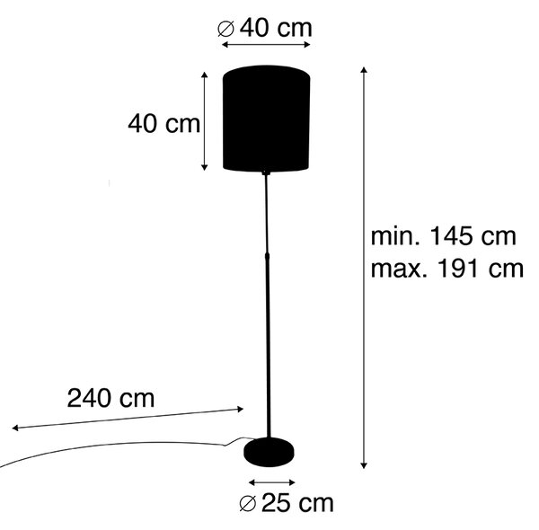 Podna svjetiljka crna abažur s dizajnom pauna crvena 40 cm - Parte