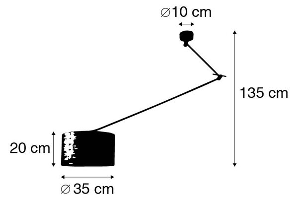 Zidna svjetiljka crna s nijansom 35 cm svijetlosiva podesiva - Blitz