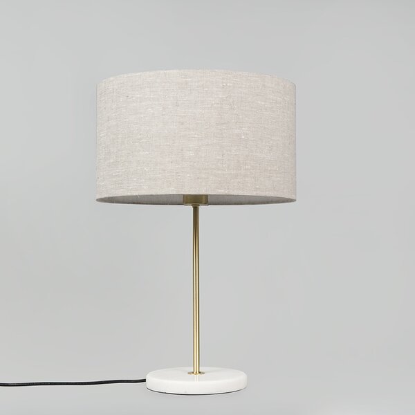 Stolna svjetiljka mesingana s sivim sjenilom 35 cm - Kaso