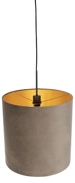 Zidna svjetiljka s sjenilom od taupe baršuna sa zlatom 40 cm - Combi