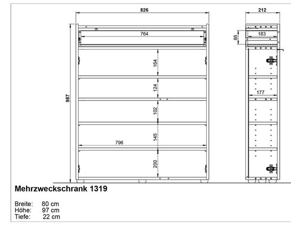 Krem ormarić u mat dekoru 83x99x22 cm Ameca – Germania