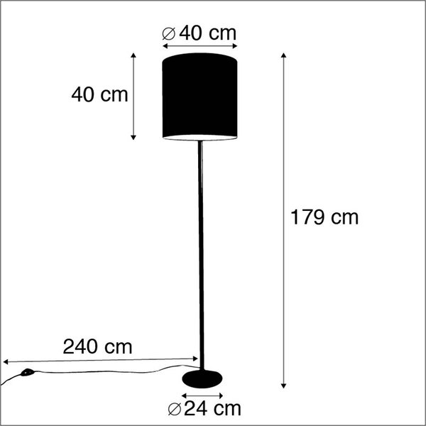 Vintage podna svjetiljka zlatna s crvenim sjenilom 40 cm - Simplo
