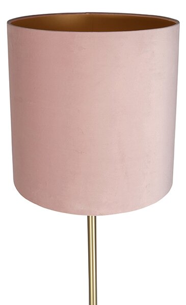 Romantična podna lampa od mesinga s ružičastim sjenilom 40 cm - Simplo