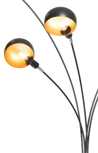Dizajnerska podna lampa crna sa zlatom 5-svjetla - Sixties Marmo