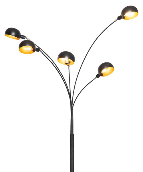 Dizajnerska podna lampa crna sa zlatom 5-svjetla - Sixties Marmo