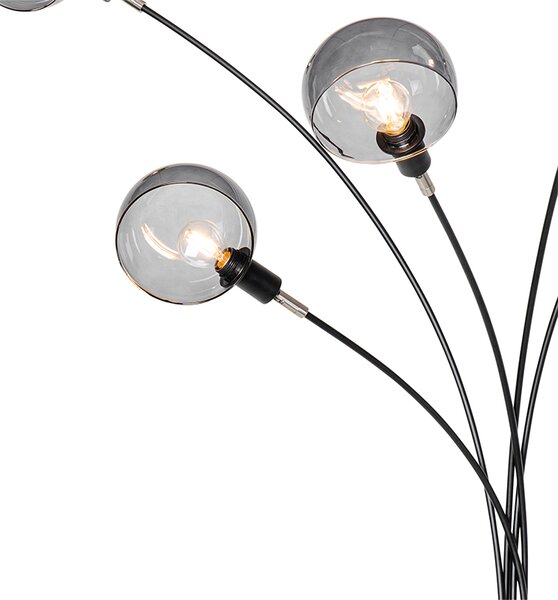 Dizajnerska podna lampa crna s dimnim staklom 5 svjetala - Sixties Marmo