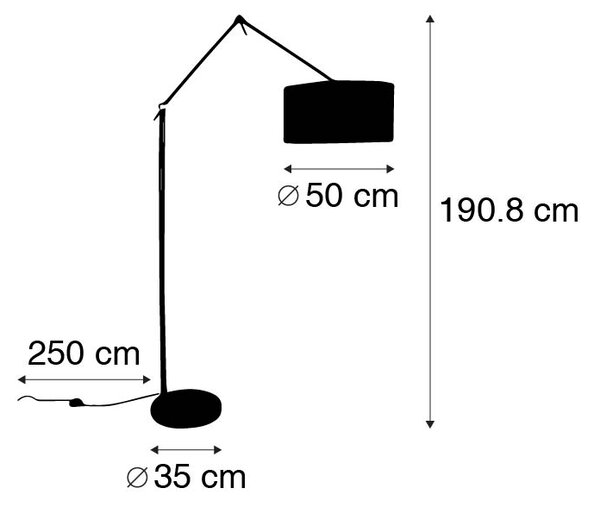 Moderna podna lampa zlatni baršunasti abažur crna 50 cm - Editor