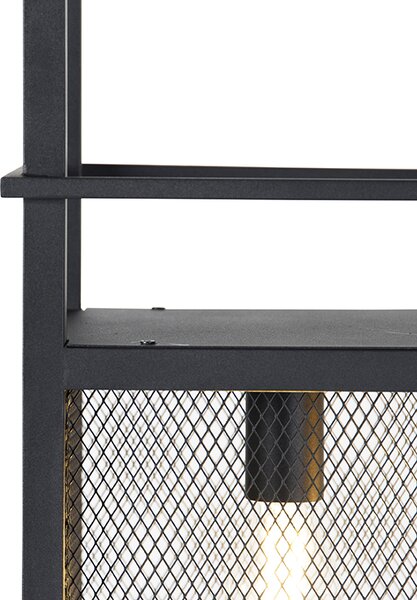 Industrijska viseća svjetiljka crna s mrežom 4 svjetla - Cage Rack