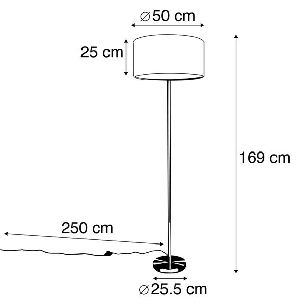 Podna svjetiljka čelik s ružičastim sjenilom 50 cm - Simplo