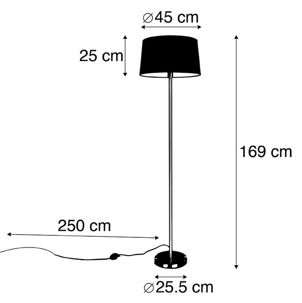 Moderna podna svjetiljka od čelika s crnim sjenilom 45 cm - Simplo