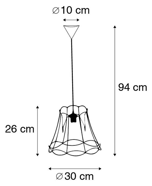 Retro viseća svjetiljka crna 30 cm - Granny Frame