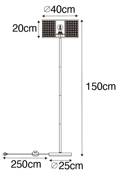 Orijentalna podna svjetiljka bijela s ratanom 40 cm - Akira