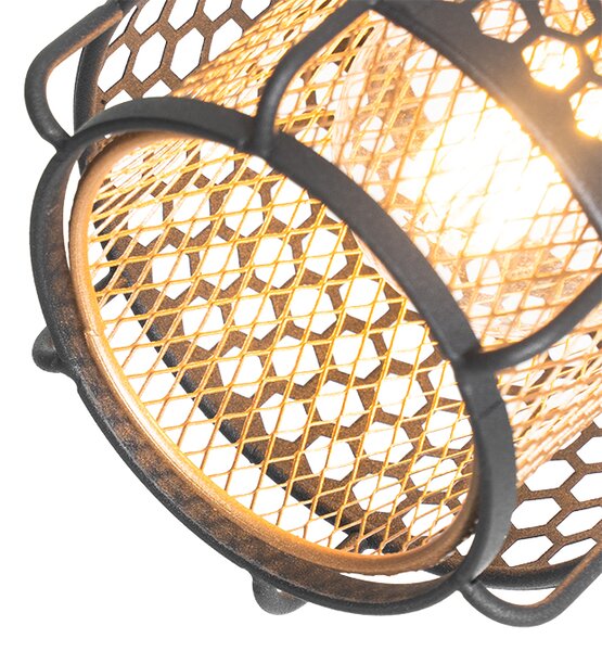 Dizajnerska podna lampa crna sa zlatom 3-svjetla - Noud