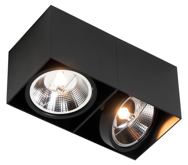 Dizajnerski reflektor crni pravokutni AR111 2-svjetla - Box