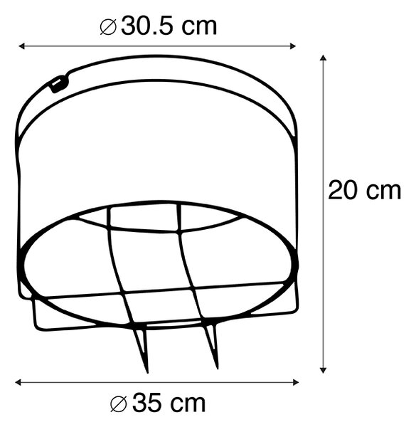 Industrijska stropna svjetiljka crna sa zlatom 35 cm - Barril