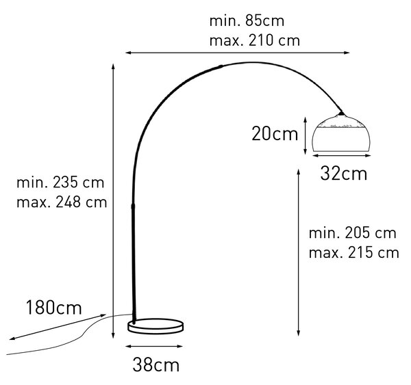 Moderna lukasta podna svjetiljka mesing s mramornom bazom i crnim sjenilom 32,5 cm - XXL