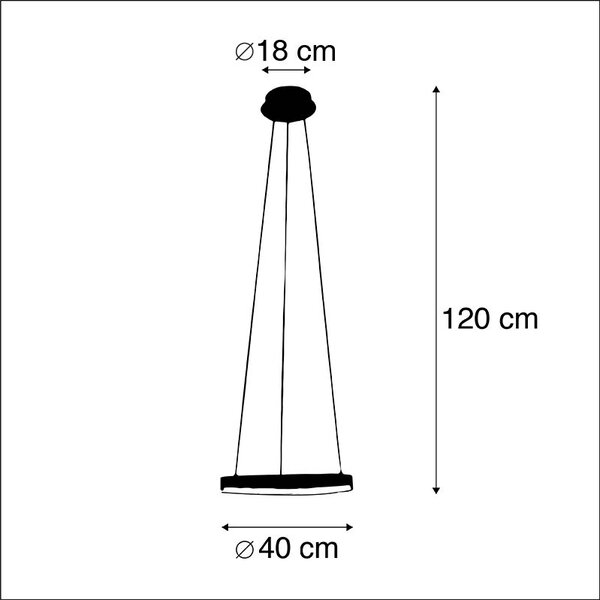 Dizajnerska viseća svjetiljka crna 40 cm s uključenim LED-om s 3 stupnja prigušivanja - Anello