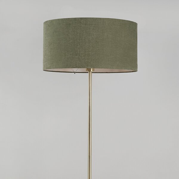 Podna lampa mesing s zelenim sjenilom 50 cm - Kaso
