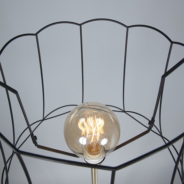 Retro podna lampa mesingana s okvirom Granny crni 45 cm - Kaso