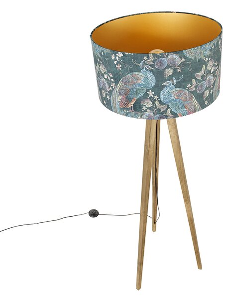 Stativ Vintage drvo s nijansom paun zelene boje 50 cm - Tripod Classic