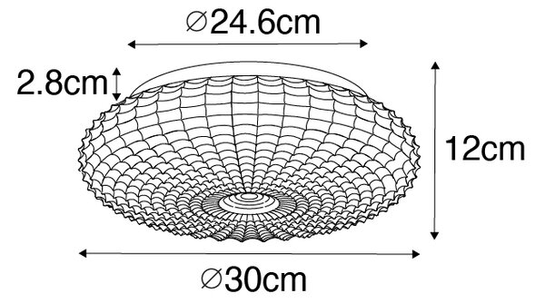 Klasična stropna svjetiljka crna sa staklom boje dima 30 cm IP44 - Nohmi