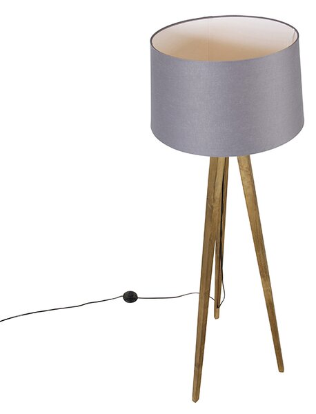 Rustikalni tronožni vintage drveni s platnenim sjenilom tamno sive boje 45 cm - Tripod Classic