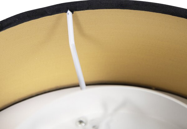 Moderna stropna svjetiljka crna 30 cm sa zlatnom unutrašnjošću - Drum