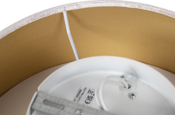 Moderna stropna svjetiljka ružičasta 30 cm sa zlatnom unutrašnjošću - Drum