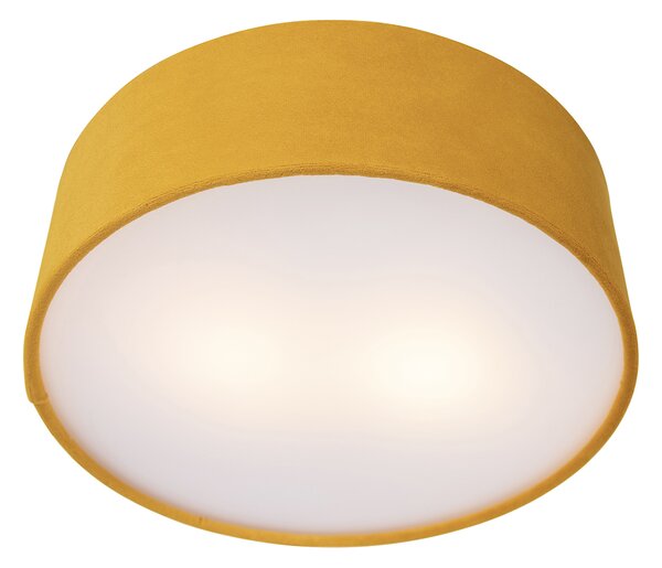 Moderna stropna svjetiljka žuta sa zlatnom unutrašnjošću 30 cm - Drum