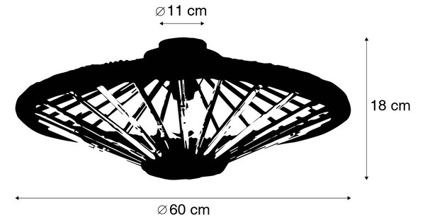 Orijentalna stropna svjetiljka bambus s crnom 60 cm - Evalin