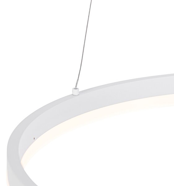 Dizajnerska viseća svjetiljka bijela 60 cm s ugrađenom LED s 3 stupnja prigušivanja - Anello