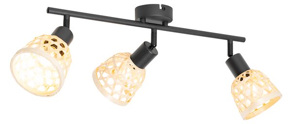Orijentalni reflektor crni s bambusom 3-svjetla - Rayan
