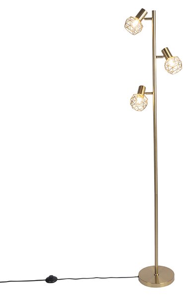 Dizajnerska podna lampa zlatna 3-svjetla podesive - Mesh