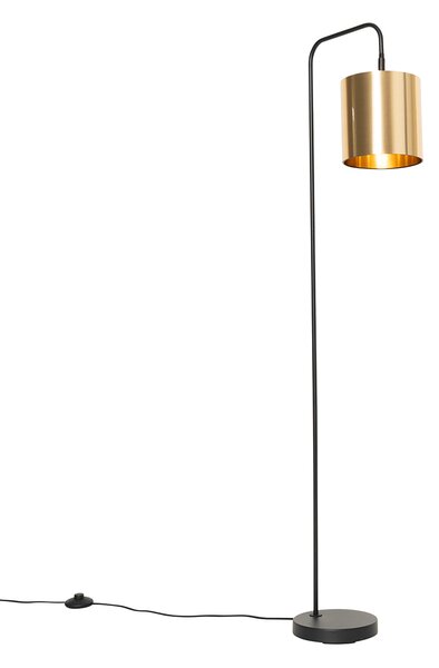 Moderna podna lampa crna sa zlatom - Lofty