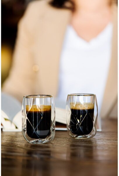Šalice u setu 2 kom za espresso/s dvostrukom stijenkom 100 ml Geo – Vialli Design