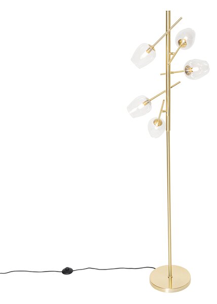 Klasična podna lampa zlatna sa staklom 5-svjetala - Elien