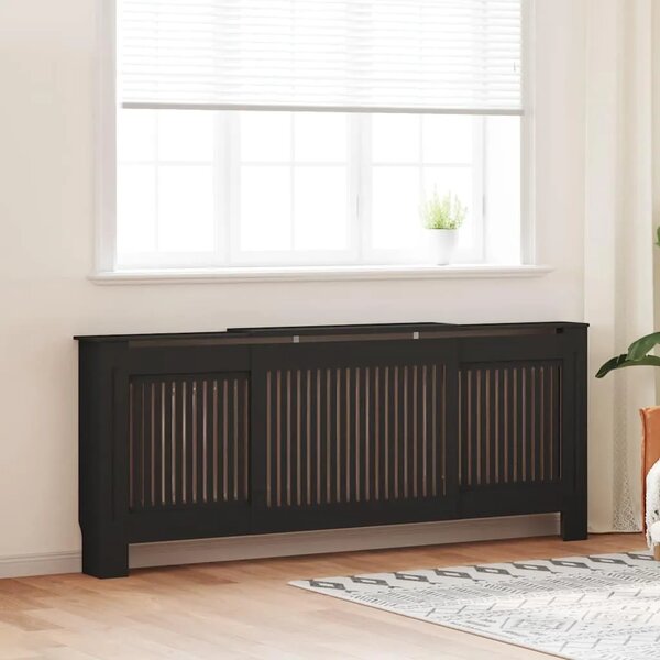 Maska za radijator - Pokrov za radijator konstruirano drvo crni 205 cm - Crna 205 x 20.5 x 81.5 cm 1