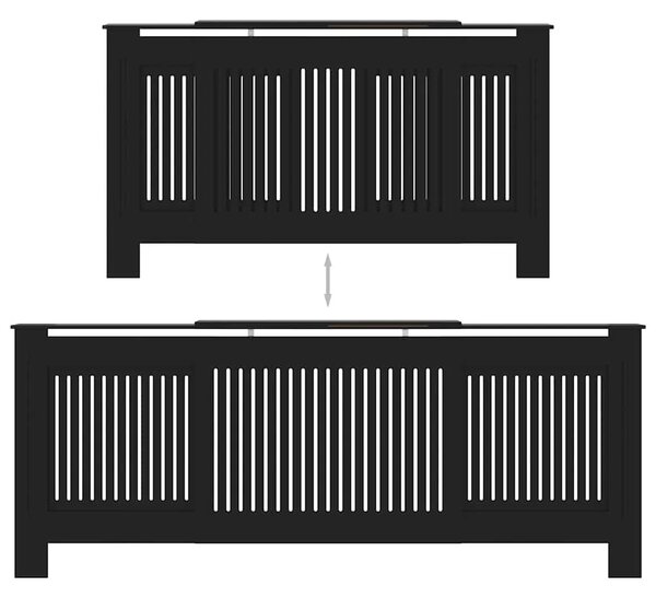Maska za radijator - Pokrov za radijator konstruirano drvo crni 205 cm - Crna 205 x 20.5 x 81.5 cm 1